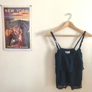 NWOT Navy Blue Lace Tank Top